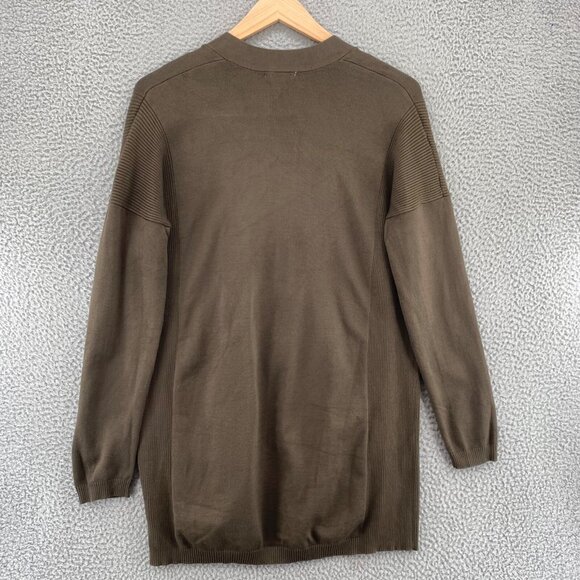 89th + Madison Sweater Womens Medium Green Open Cardigan Stretch Pockets Long - Picture 3 of 10
